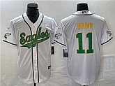 Men's Philadelphia Eagles #11 A. J. Brown White Gold Cool Base Baseball Stitched Jersey,baseball caps,new era cap wholesale,wholesale hats